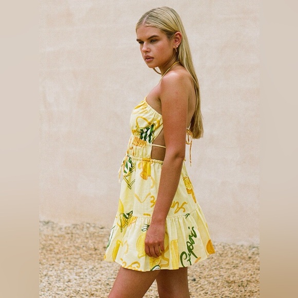 🍋 SABO Astyn Dress in Amalfi Citrus Lemons Oranges Fruit Print Yellow Sundress - Picture 6 of 16
